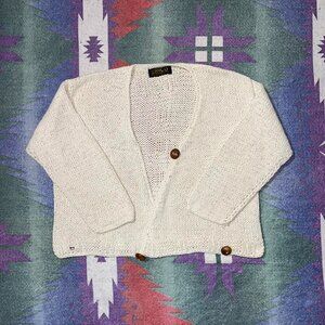 Women's White and Brown Sweater
